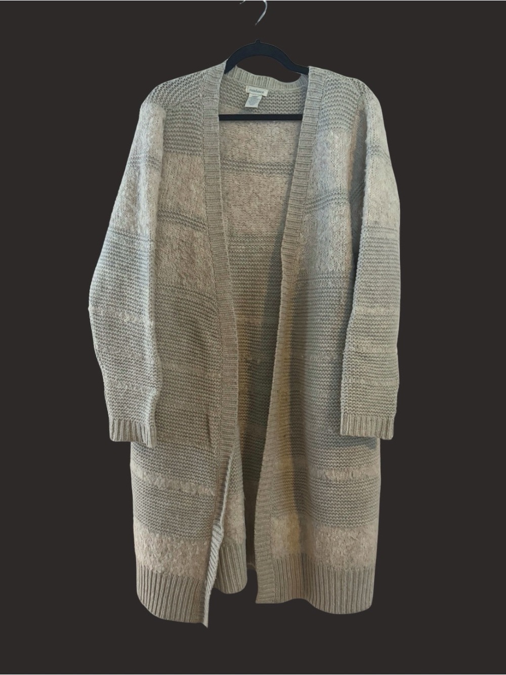Sundance Long Open-Front Knit Cardigan - grey